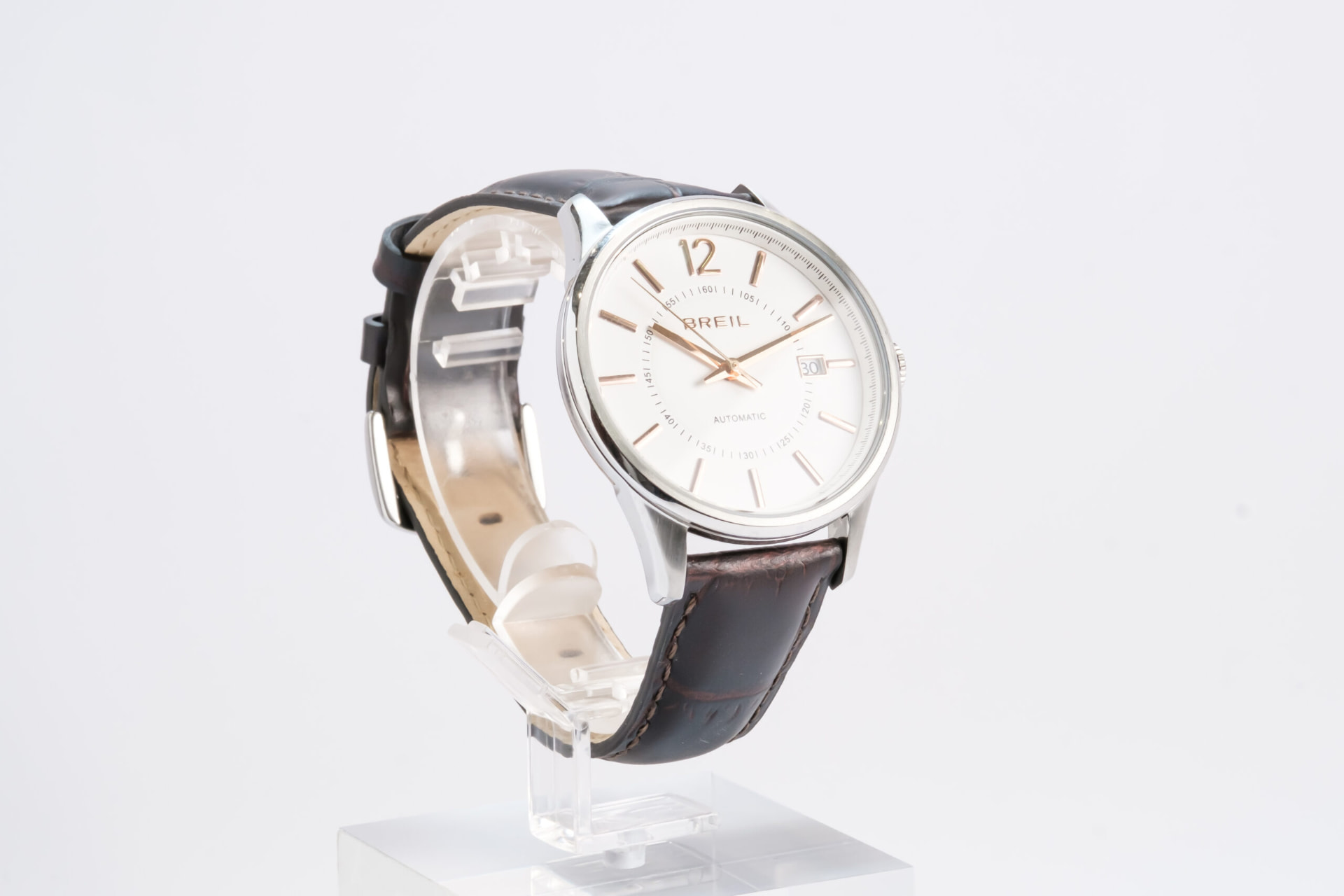 Orologio Breil automatico con quadrante bianco e cinturino in pelle marrone