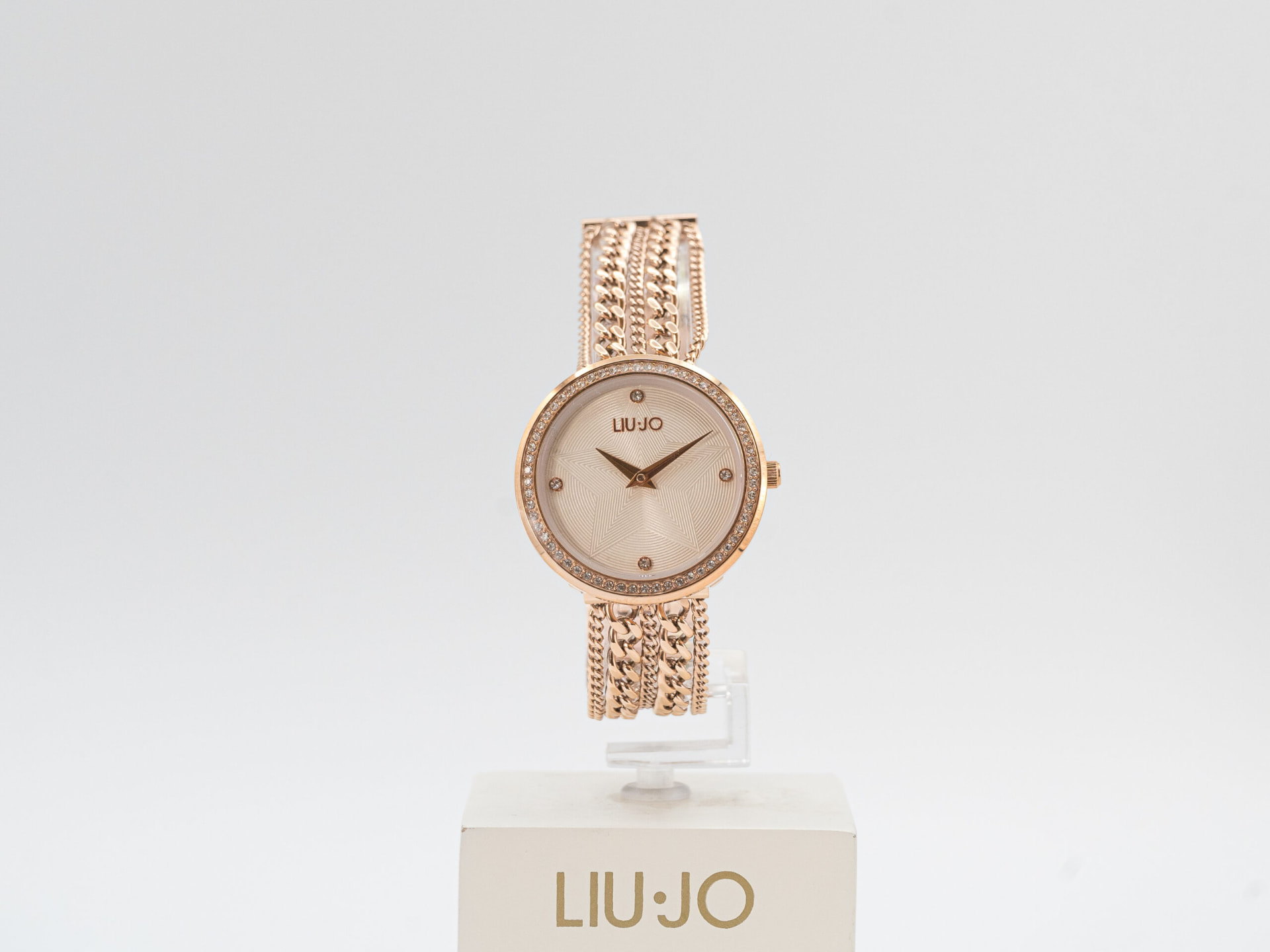 Orologio donna Liu Jo color oro rosa con cristalli sulla ghiera e bracciale a catene